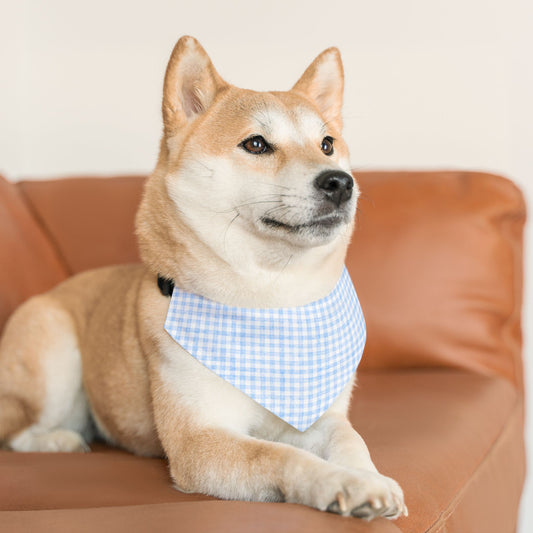 Charming Blue Gingham Pet Bandana Collar