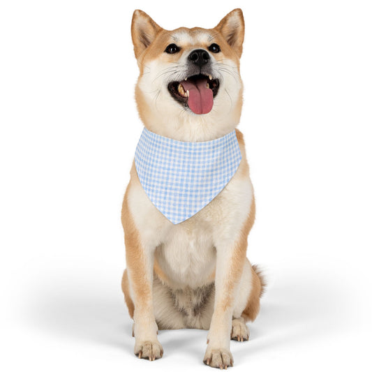 Charming Blue Gingham Pet Bandana Collar