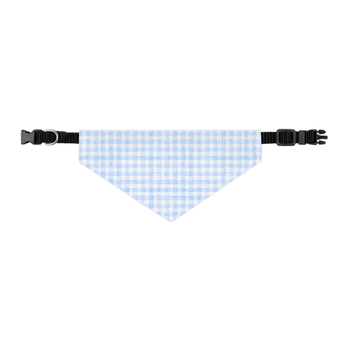 Charming Blue Gingham Pet Bandana Collar