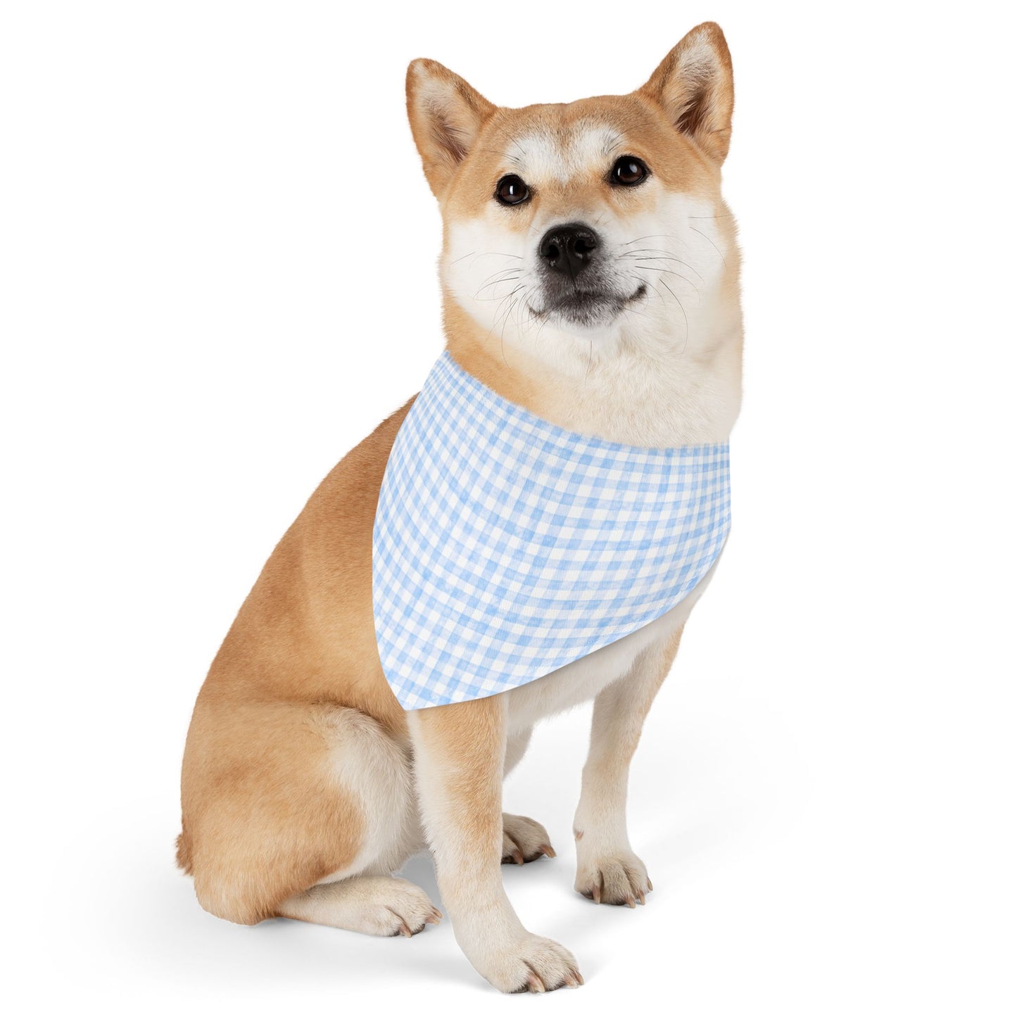 Charming Blue Gingham Pet Bandana Collar