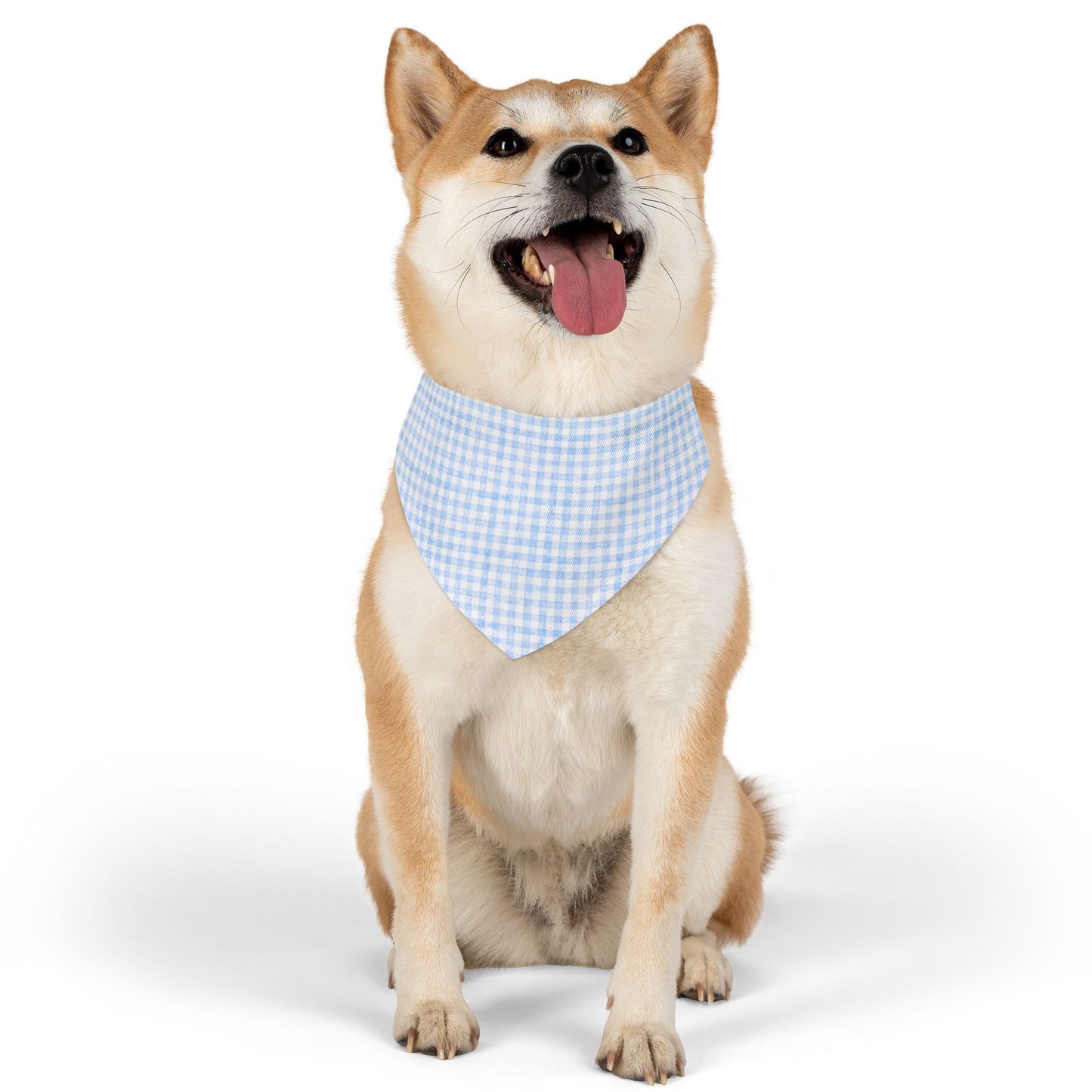 Charming Blue Gingham Pet Bandana Collar